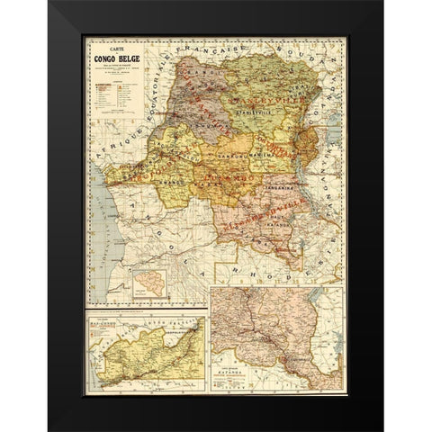 Belgian Congo 1896 Black Modern Wood Framed Art Print by Vintage Maps
