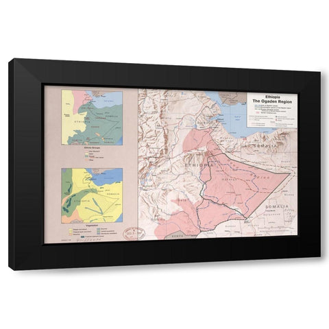 Ethiopia the Ogaden Region Black Modern Wood Framed Art Print with Double Matting by Vintage Maps