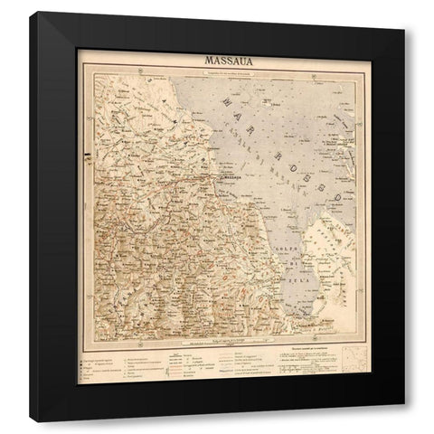 Massaua Ethiopia Eritrea 1896 Black Modern Wood Framed Art Print with Double Matting by Vintage Maps