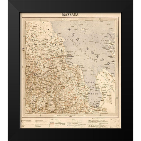 Massaua Ethiopia Eritrea 1896 Black Modern Wood Framed Art Print by Vintage Maps