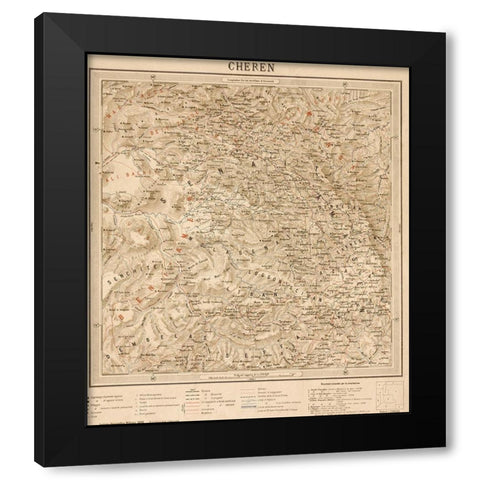 Cheren Eritrea Ethiopia Black Modern Wood Framed Art Print with Double Matting by Vintage Maps