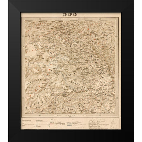 Cheren Eritrea Ethiopia Black Modern Wood Framed Art Print by Vintage Maps