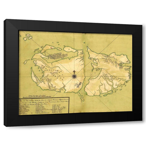 Falkland Islands Malvinas 1700 South America Black Modern Wood Framed Art Print with Double Matting by Vintage Maps