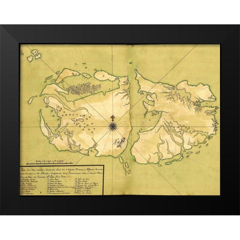 Falkland Islands Malvinas 1700 South America Black Modern Wood Framed Art Print by Vintage Maps