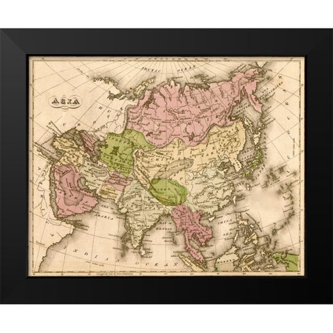 Asia 1835 Black Modern Wood Framed Art Print by Vintage Maps
