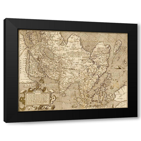 Asia 1600 Black Modern Wood Framed Art Print with Double Matting by Vintage Maps