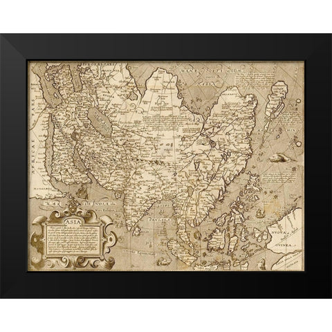 Asia 1600 Black Modern Wood Framed Art Print by Vintage Maps