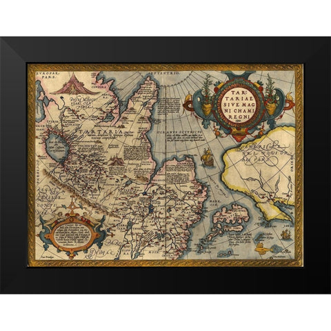 Asia 1570 Black Modern Wood Framed Art Print by Vintage Maps