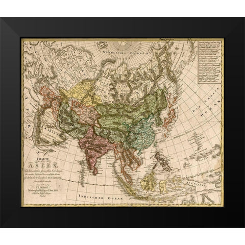 Asia 1805 Black Modern Wood Framed Art Print by Vintage Maps