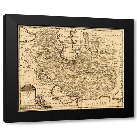 Persia Iran 1767 Black Modern Wood Framed Art Print with Double Matting by Vintage Maps