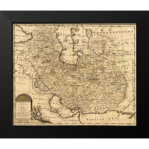 Persia Iran 1767 Black Modern Wood Framed Art Print by Vintage Maps