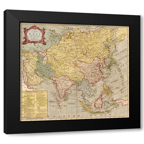Asia 1700s Black Modern Wood Framed Art Print by Vintage Maps