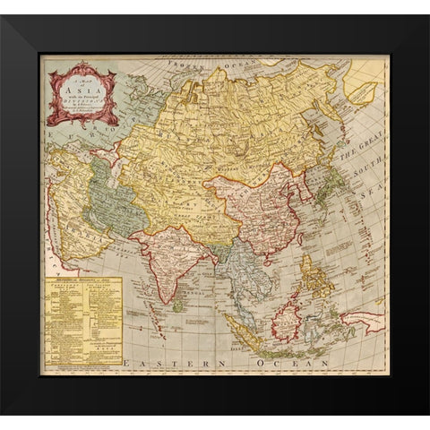 Asia 1700s Black Modern Wood Framed Art Print by Vintage Maps
