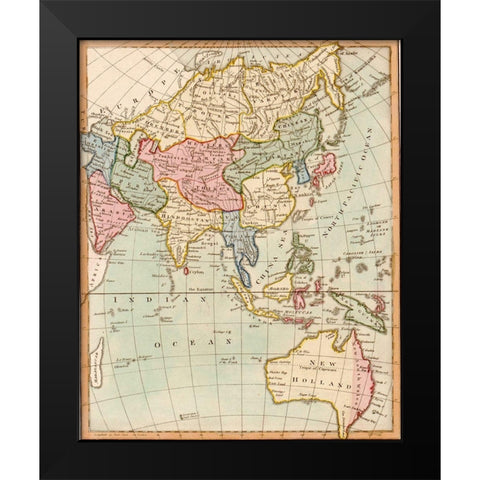 Asia 1796 Black Modern Wood Framed Art Print by Vintage Maps