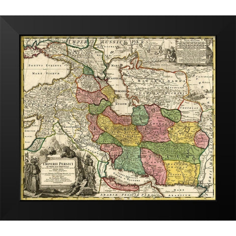 Imperial Persia Iran Black Modern Wood Framed Art Print by Vintage Maps