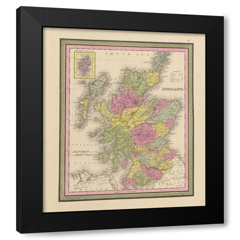 Scotland 1849 Black Modern Wood Framed Art Print with Double Matting by Vintage Maps