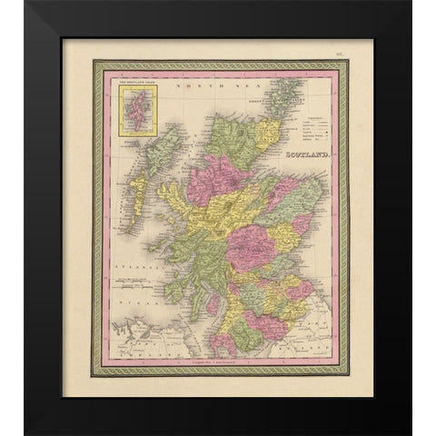 Scotland 1849 Black Modern Wood Framed Art Print by Vintage Maps