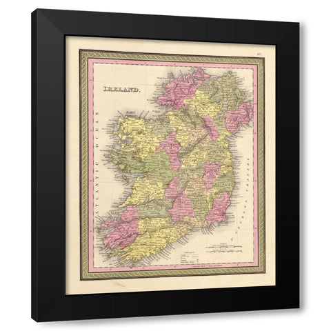 Ireland 1849 Black Modern Wood Framed Art Print by Vintage Maps