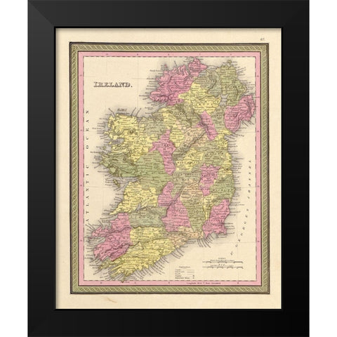 Ireland 1849 Black Modern Wood Framed Art Print by Vintage Maps