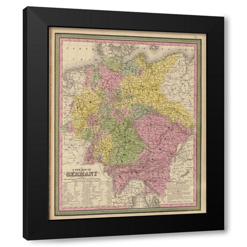 Germany 1849 Black Modern Wood Framed Art Print with Double Matting by Vintage Maps