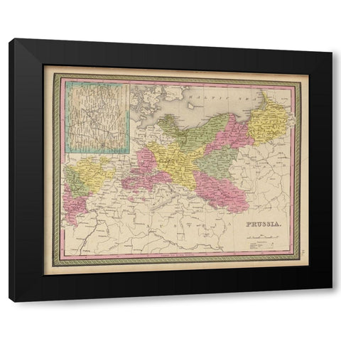 Prussia 1849 Black Modern Wood Framed Art Print by Vintage Maps
