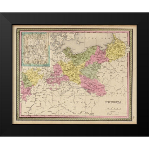 Prussia 1849 Black Modern Wood Framed Art Print by Vintage Maps
