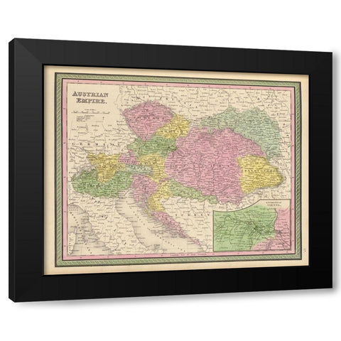 Austrian Empire 1849 Black Modern Wood Framed Art Print with Double Matting by Vintage Maps