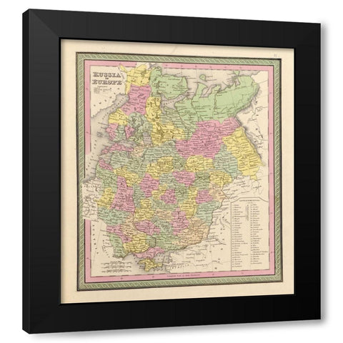 Russia in Europe 1849 Black Modern Wood Framed Art Print with Double Matting by Vintage Maps