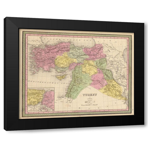 Turkey in Asia 1849 Black Modern Wood Framed Art Print by Vintage Maps