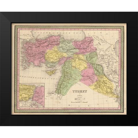 Turkey in Asia 1849 Black Modern Wood Framed Art Print by Vintage Maps