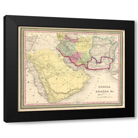 Persia and Arabia 1849 Black Modern Wood Framed Art Print with Double Matting by Vintage Maps