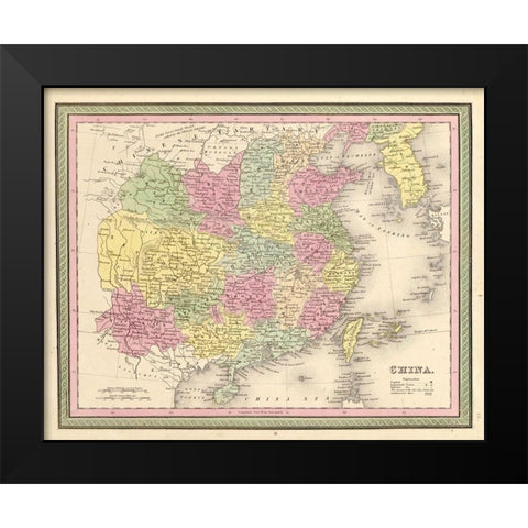 China 1849 Black Modern Wood Framed Art Print by Vintage Maps