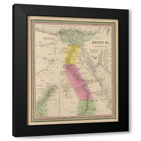 Egypt 1849 Black Modern Wood Framed Art Print with Double Matting by Vintage Maps