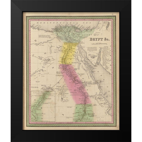Egypt 1849 Black Modern Wood Framed Art Print by Vintage Maps