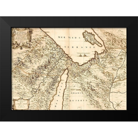 Deserts of Egypt Black Modern Wood Framed Art Print by Vintage Maps