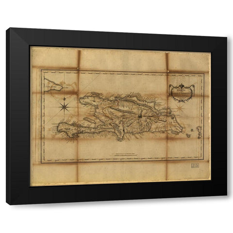 Santo Domingo 1796 Black Modern Wood Framed Art Print by Vintage Maps