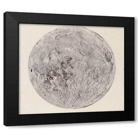 Moon surface with Craters Black Modern Wood Framed Art Print by Vintage Maps