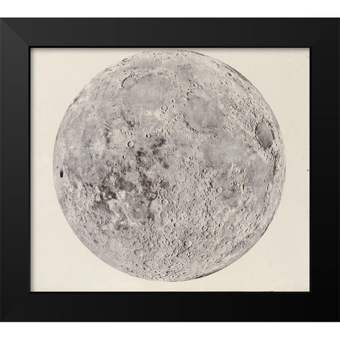 Moon surface with Craters Black Modern Wood Framed Art Print by Vintage Maps