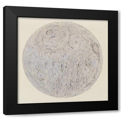 Moon surface with Craters Black Modern Wood Framed Art Print by Vintage Maps