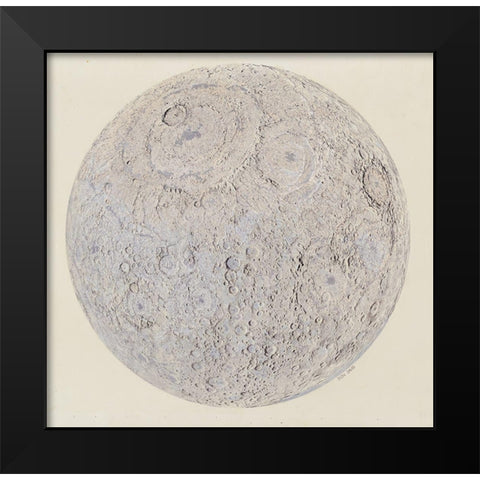 Moon surface with Craters Black Modern Wood Framed Art Print by Vintage Maps