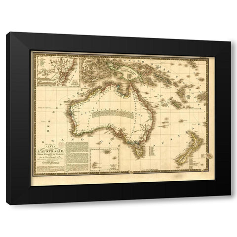 Australia 1826 Black Modern Wood Framed Art Print by Vintage Maps