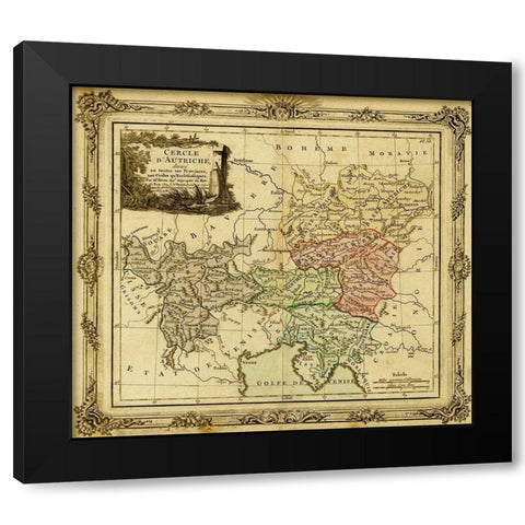 Holy Roman Empire and Austria 1792 Black Modern Wood Framed Art Print with Double Matting by Vintage Maps