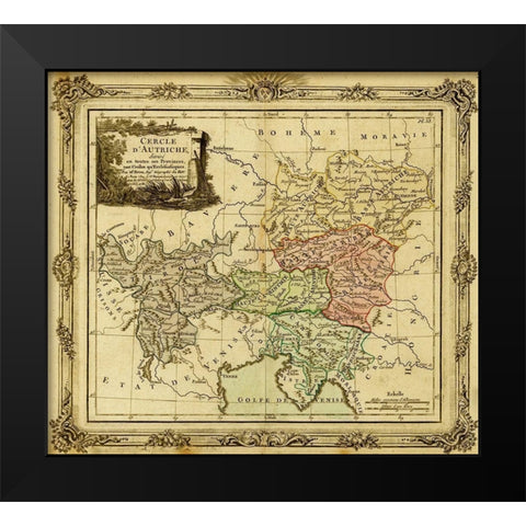 Holy Roman Empire and Austria 1792 Black Modern Wood Framed Art Print by Vintage Maps