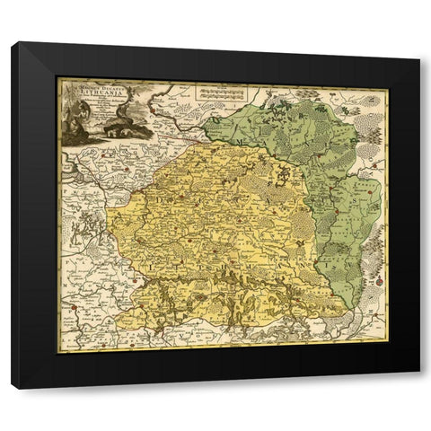 Lithuania 1778 Black Modern Wood Framed Art Print with Double Matting by Vintage Maps