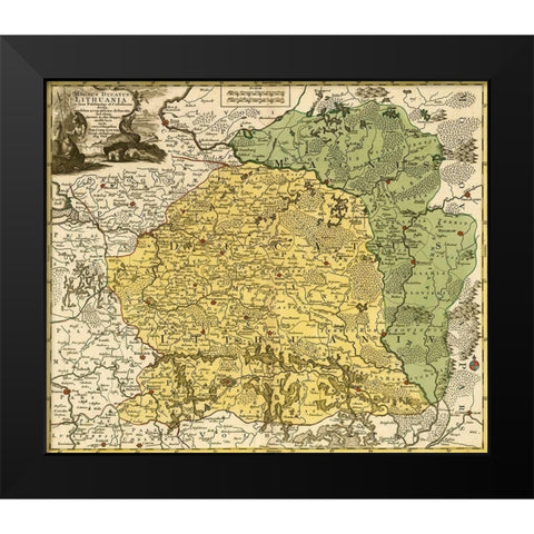 Lithuania 1778 Black Modern Wood Framed Art Print by Vintage Maps