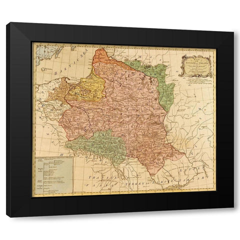 Kingdom of Poland and The Grand Duchy of Lithuania 1777 Black Modern Wood Framed Art Print with Double Matting by Vintage Maps