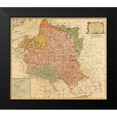 Kingdom of Poland and The Grand Duchy of Lithuania 1777 Black Modern Wood Framed Art Print by Vintage Maps