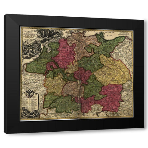 Imperial Roman Germany 1700 Black Modern Wood Framed Art Print by Vintage Maps