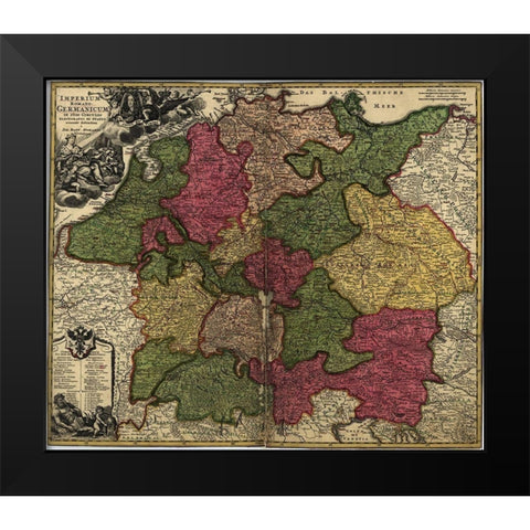 Imperial Roman Germany 1700 Black Modern Wood Framed Art Print by Vintage Maps