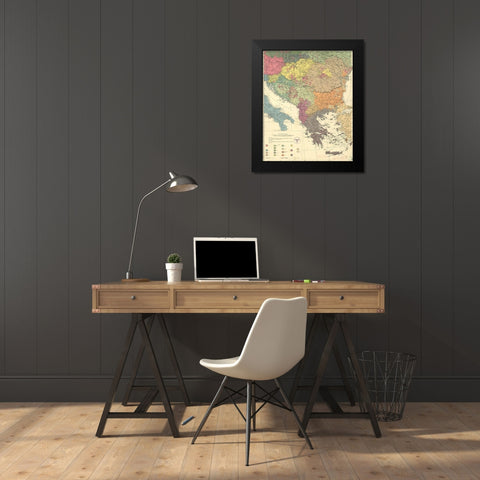 Peoples of the Balkans and Danube Area 1940 Black Modern Wood Framed Art Print by Vintage Maps